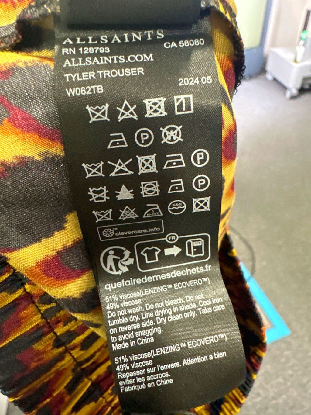 All Saints Yellow Tyler Trouser XS