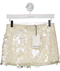 Bershka Cream Embellished Straight Mini Skirt UK S