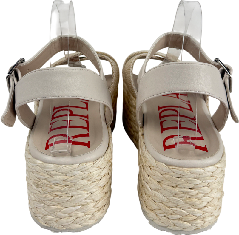 REPLAY Cream Diane Rope - Platform Sandals - Ivory UK 8 EU 41 👠