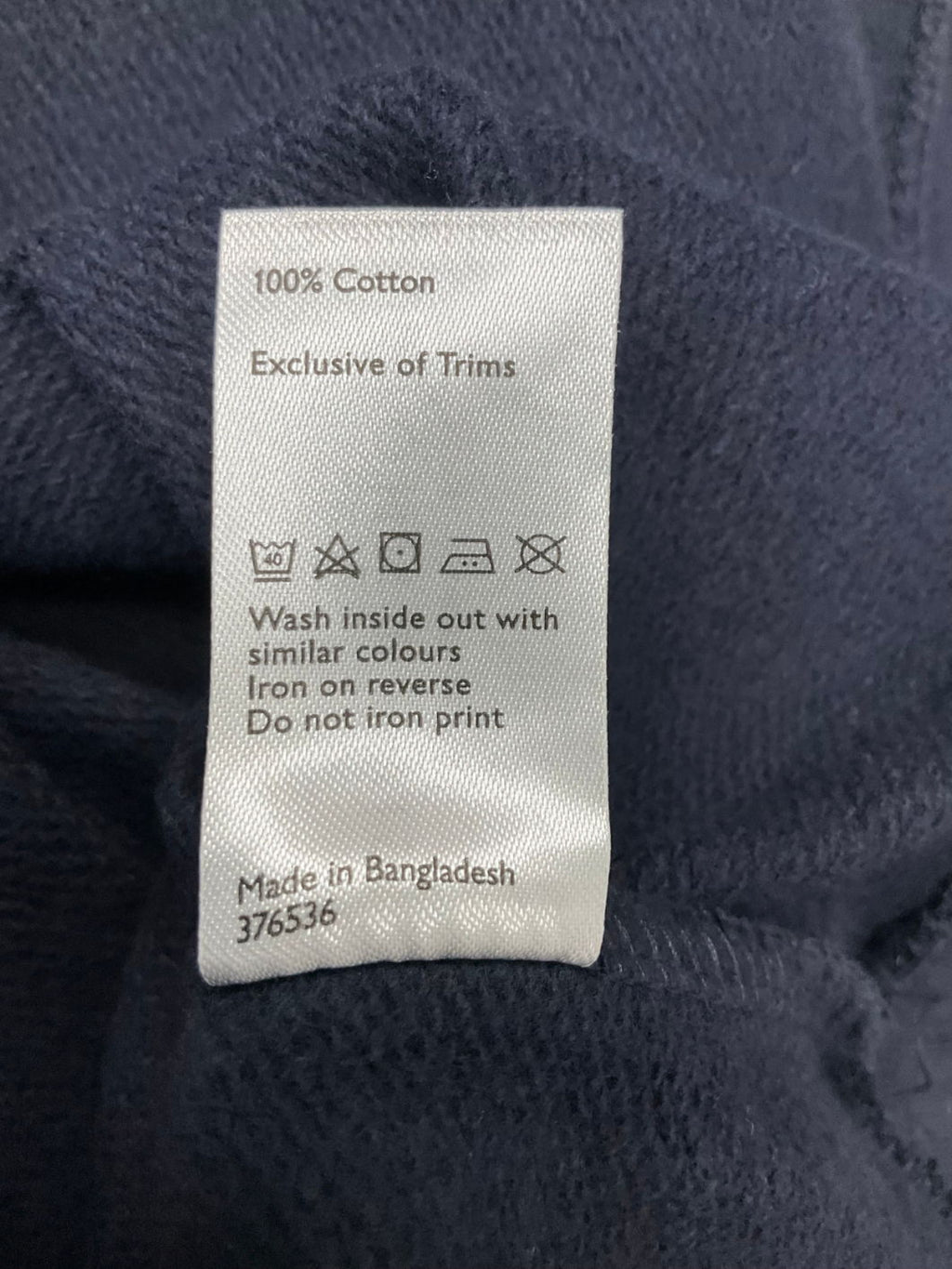 Made By Care x John Lewis Rooms Blue Unisex Cotton Sweatshirt UK L