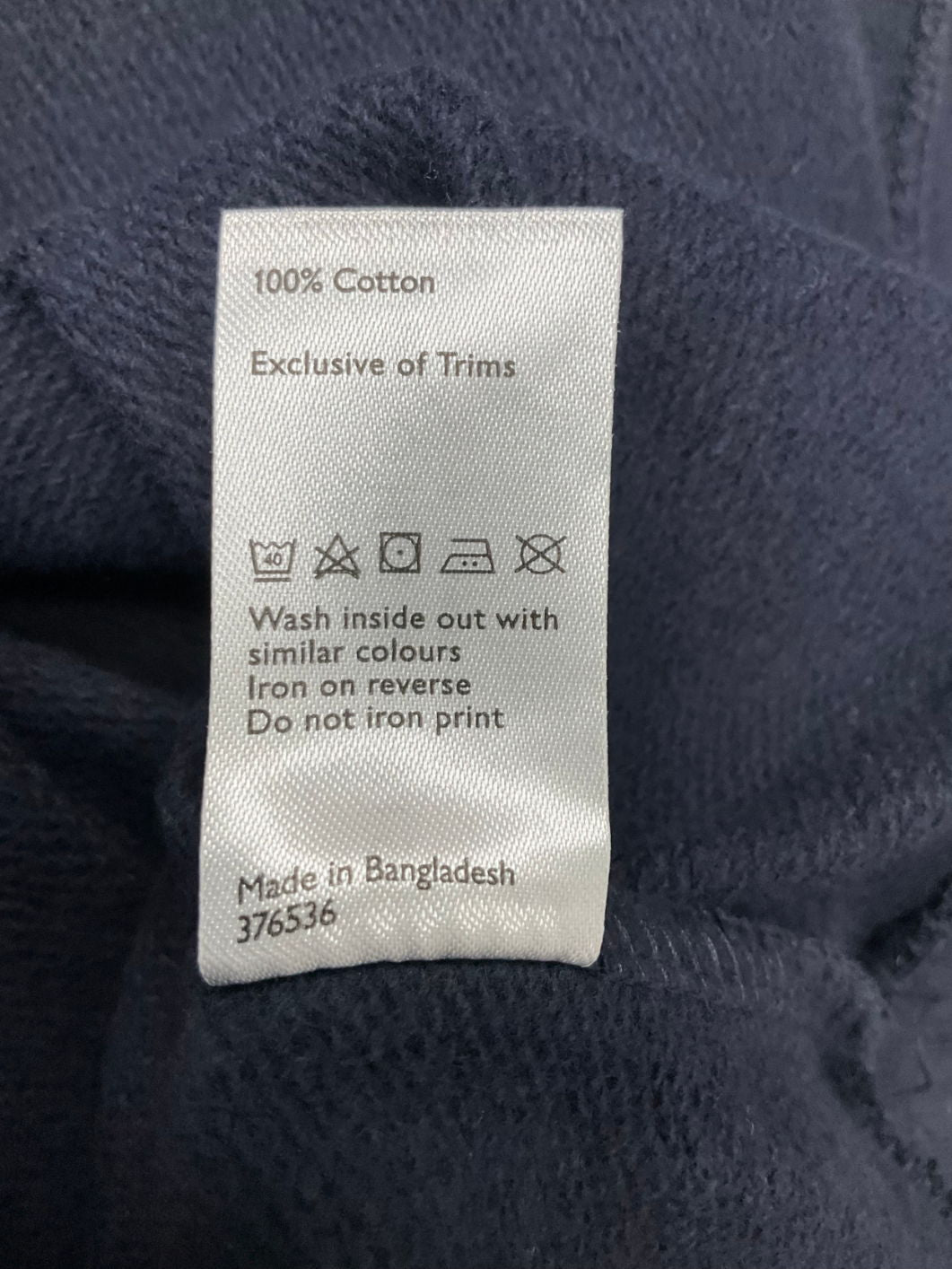 Made By Care x John Lewis Rooms Blue Unisex Cotton Sweatshirt UK L