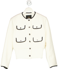 Maje Ivory Contrast-trim flap-pocket woven jacket UK 8
