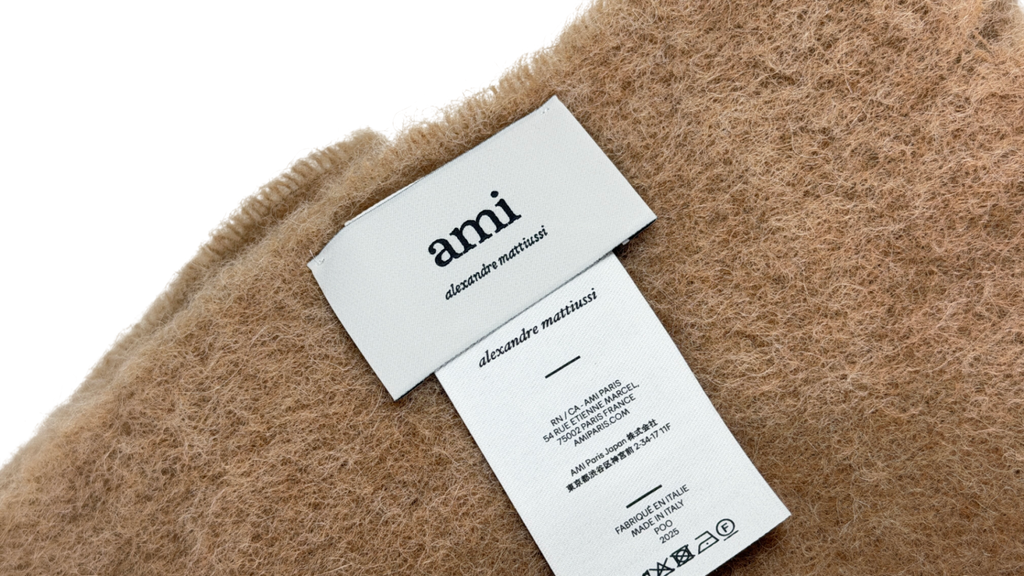 AMI PARIS Camel Beige Alpaca Blend Off Ami De Coeur Scarf