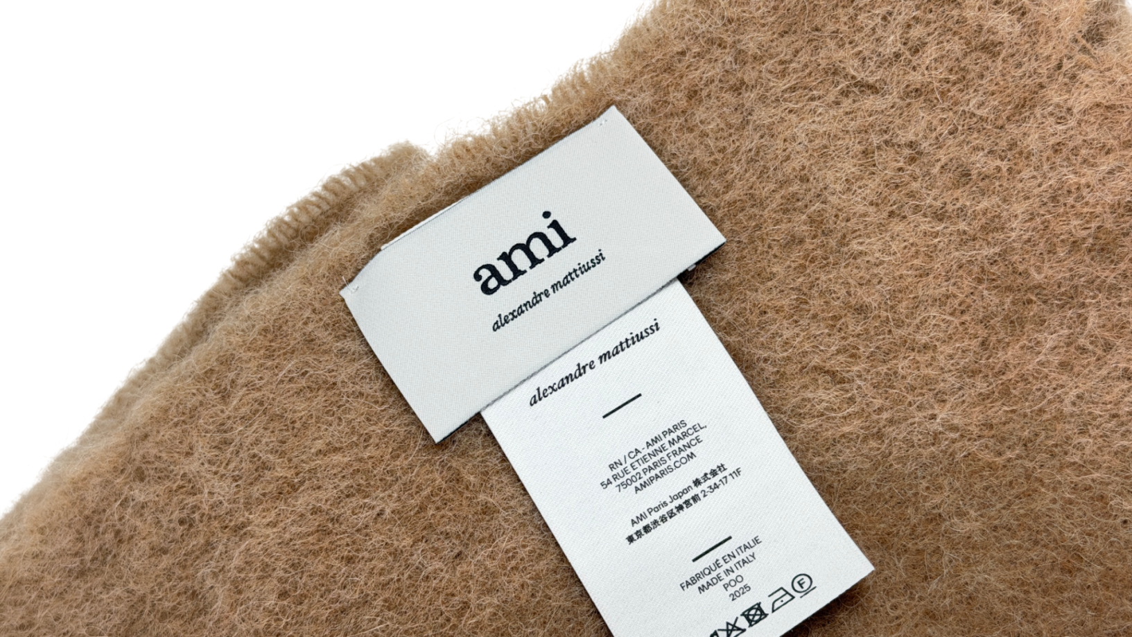 AMI PARIS Camel Beige Alpaca Blend Off Ami De Coeur Scarf
