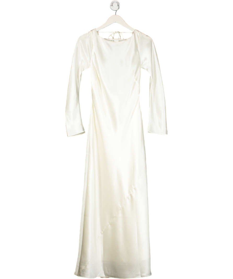 Abercrombie & Fitch Cream Long Sleeve Cowl Back Midi Dress UK S