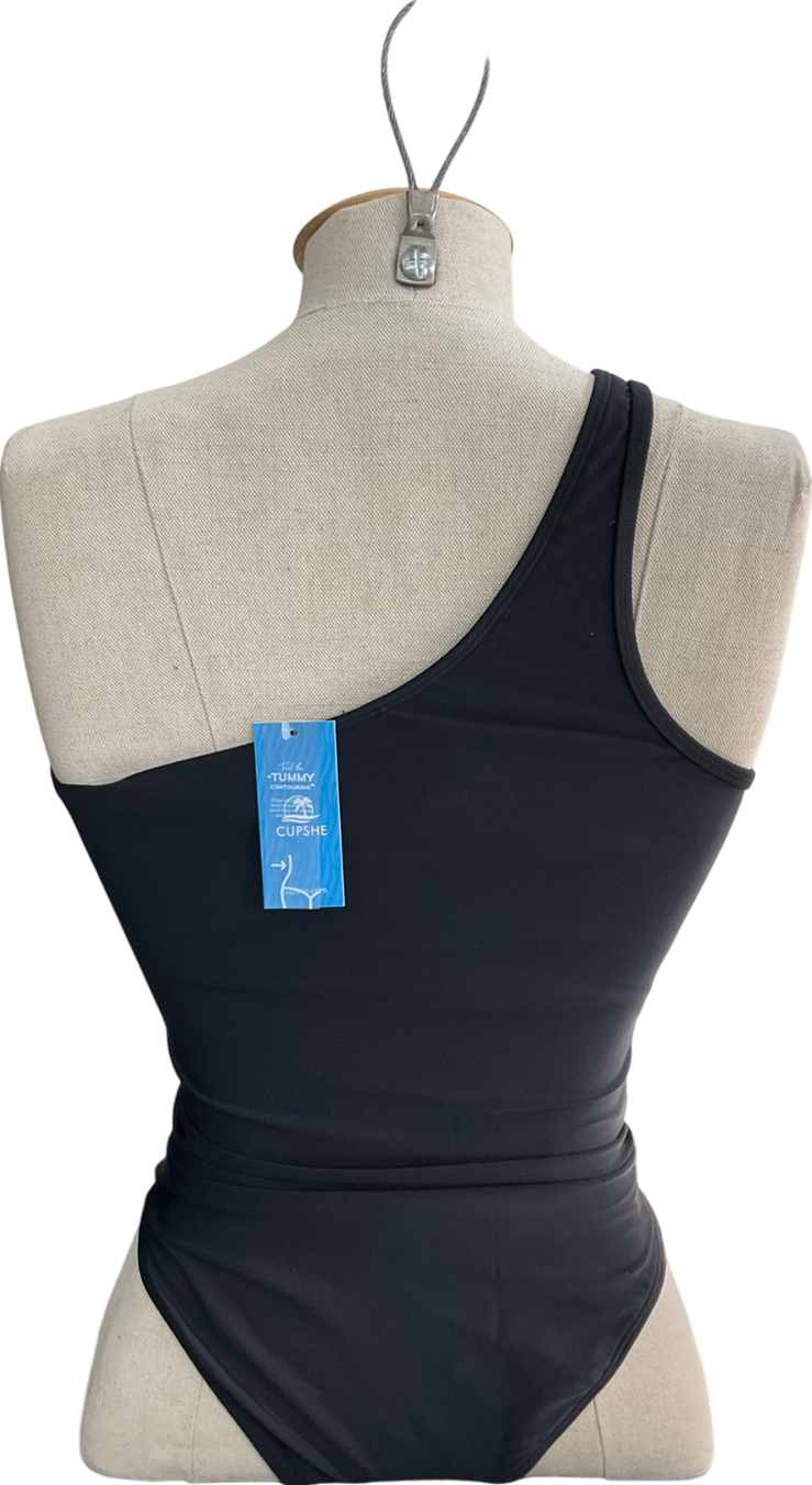 Cupshe Black One Shoulder Ruched Tummy Control Swimsuit UK S