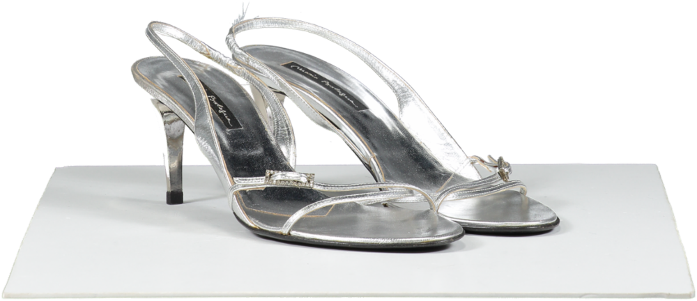 Mario Bologna Metallic Dimante Buckle Sandal UK 6 EU 39 👠