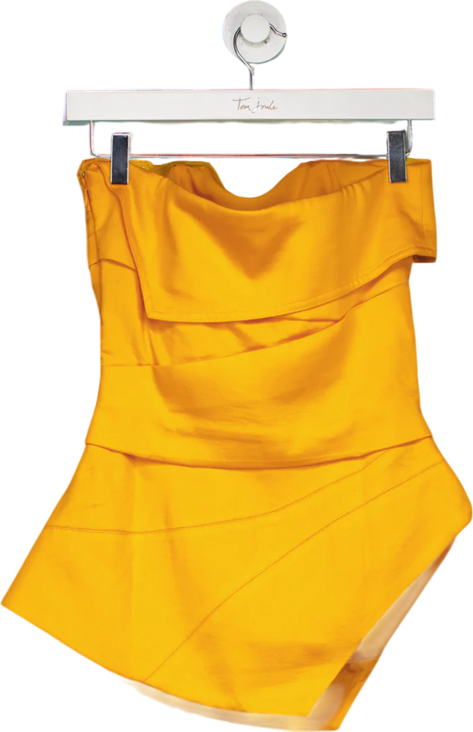 Karen Millen Orange Premium Linen Structured Pleated Tailored Bandeau Top UK 8