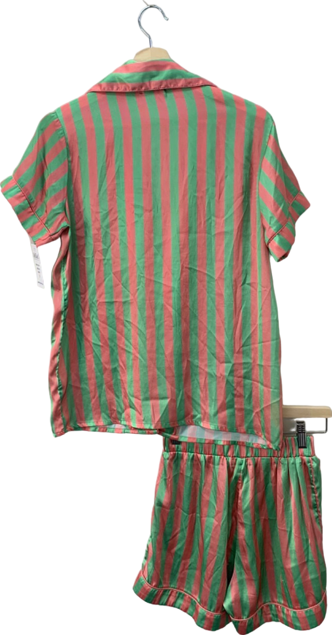 PrettyLittleThing Red and Green Striped Pyjama Set XS