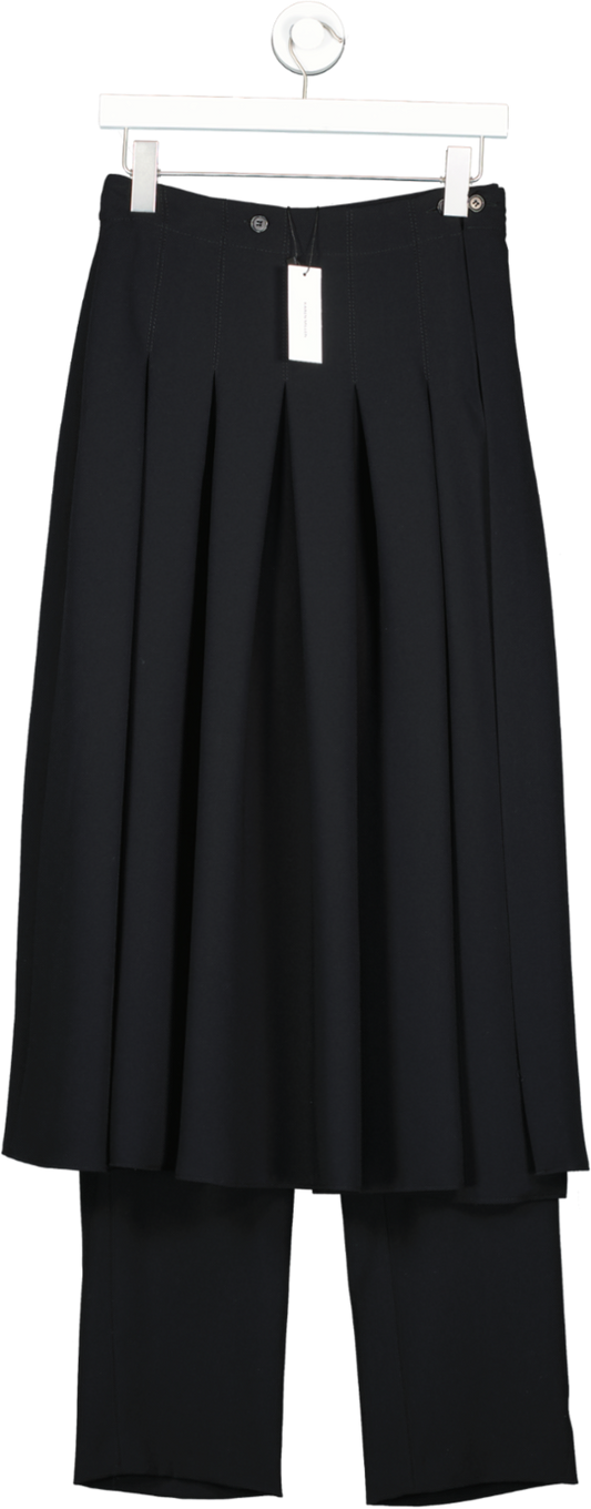 Karen Millen Black Tailored Crepe Detachable Layered Skirt Detail Trousers UK 6