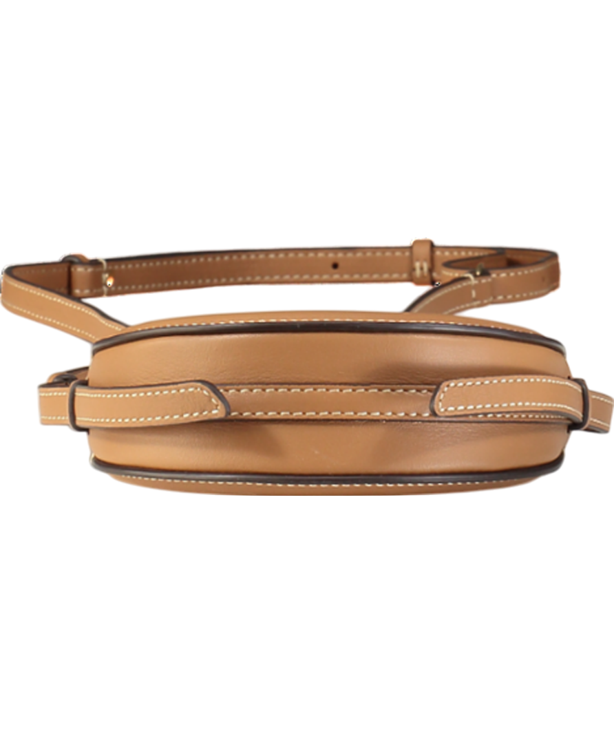 POLENE Tan Brown Luxury Leather Half Moon Micro Crossbody Bag
