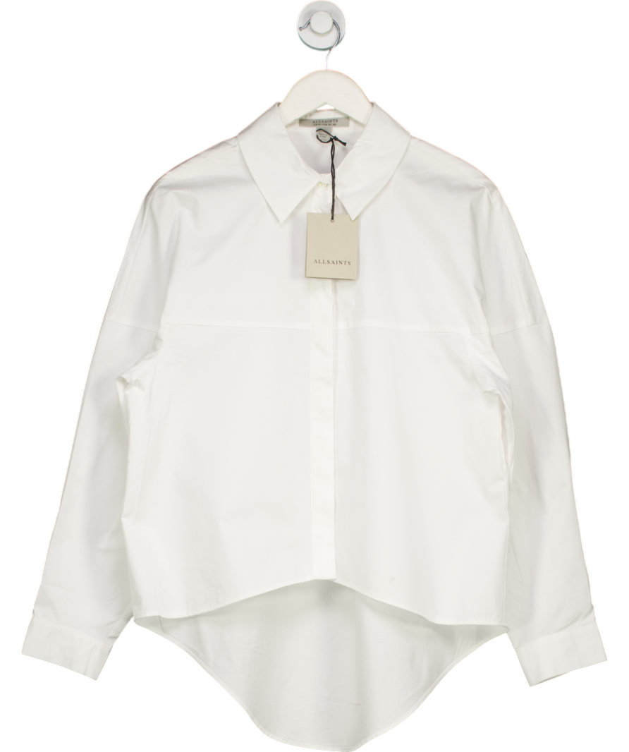 AllSaints White Toria Dipped Hem Shirt UK 10