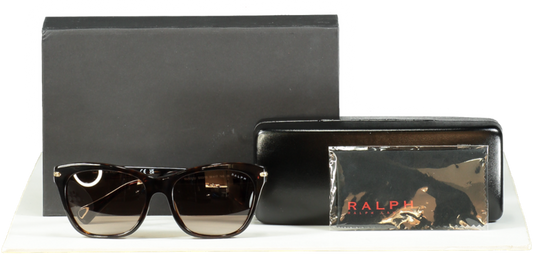 Ralph Lauren Shiny Dark Havana Gradient Brown Sunglasses in case