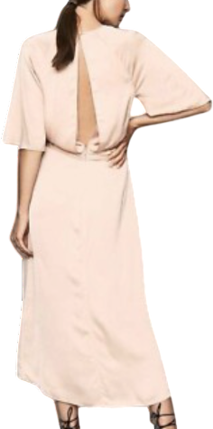 REISS Arlo Blush Pink Open Back Midi Dress UK 10