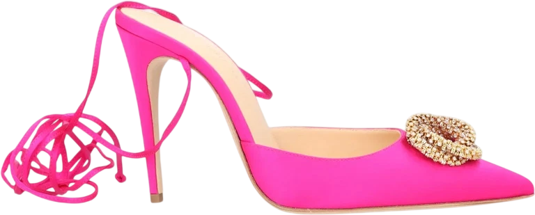 MAGDA BUTRYM Fuchsia Pink / Gold Crystal-embellished Satin High Heel Pumps UK 3 EU 36