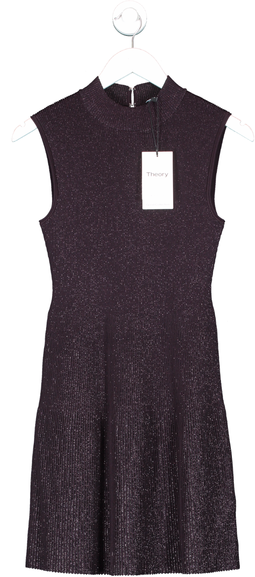 Theory Purple Ribbed Sleeveless Dress In Crepe Knit UK S