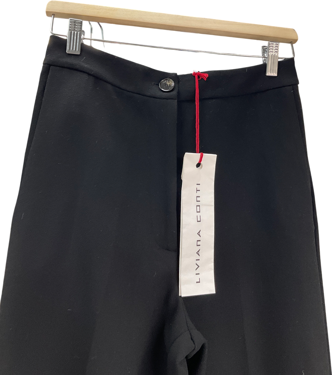 liviana conti Black Pantalone Donna Wide Leg Trousers UK 8