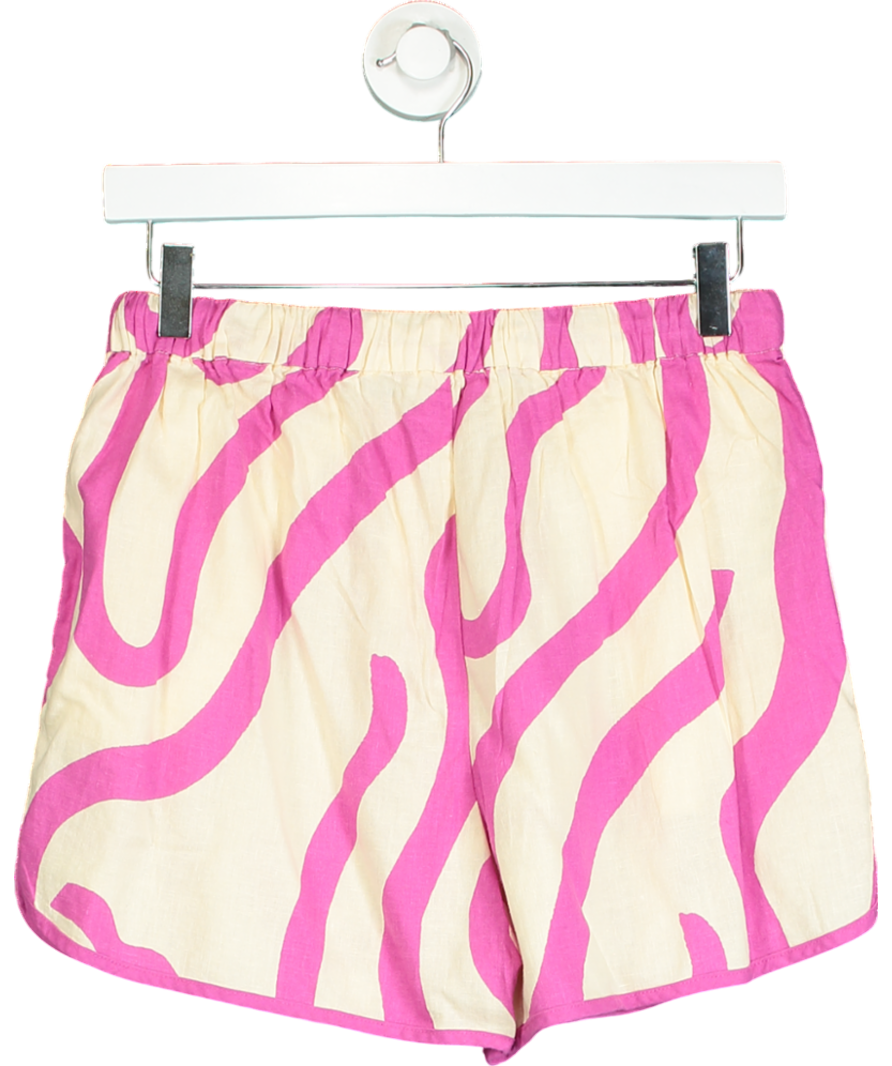 MANGO Pink Printed Linen ShortS UK S