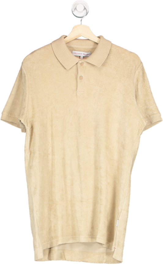Orlebar Brown Beige Terry Towelling Polo Shirt UK M