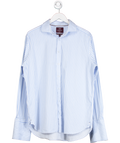 M&S Blue Regular Fit Luxury Cotton Striped Shirt UK 42" CHEST