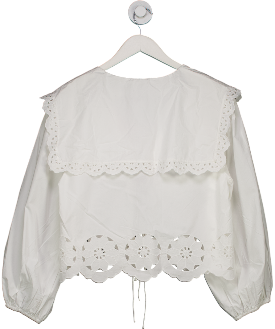 Rhode White Giulio Oversized Collar Top UK M