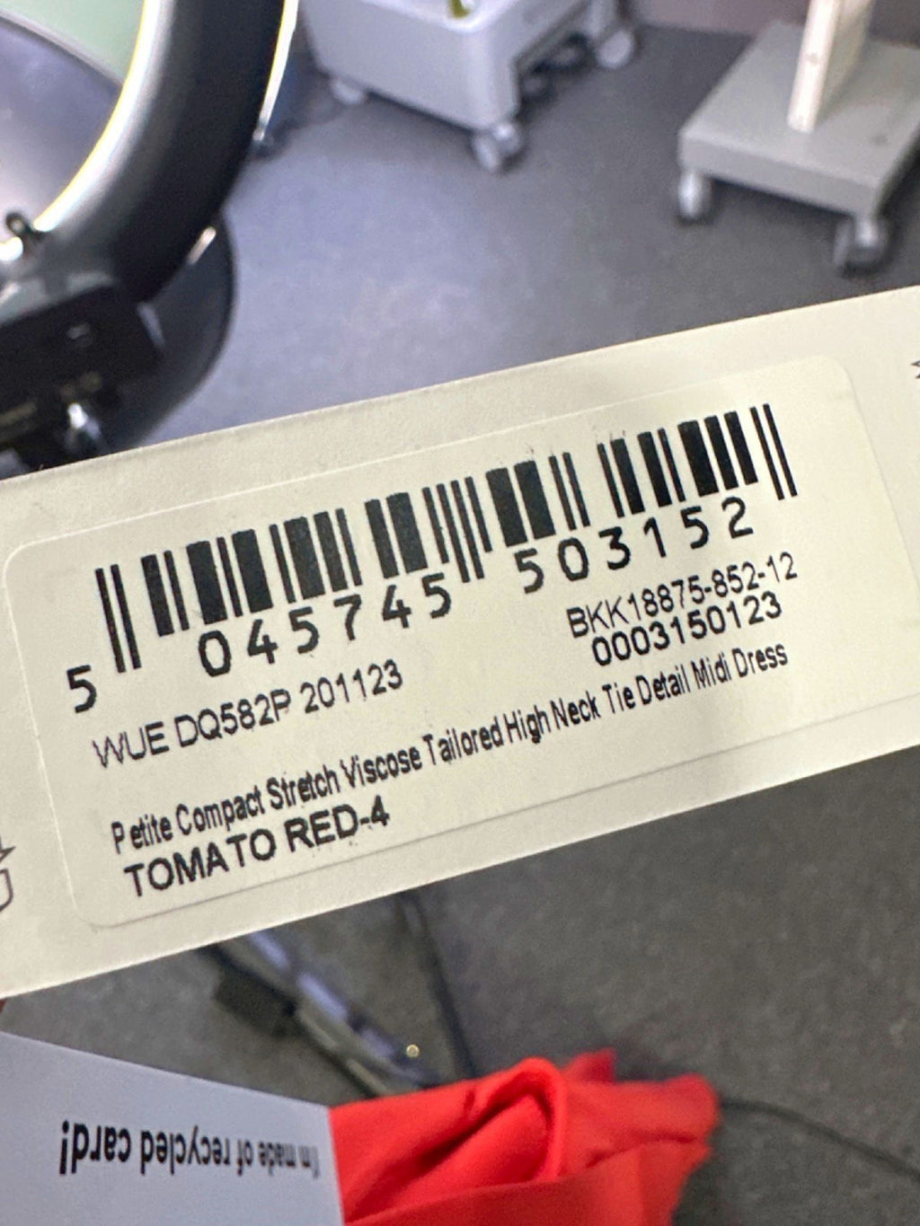 Karen Millen Tomato Red Petite Compact Stretch Viscose Tailored High Neck Tie Detail Midi Dress UK 4