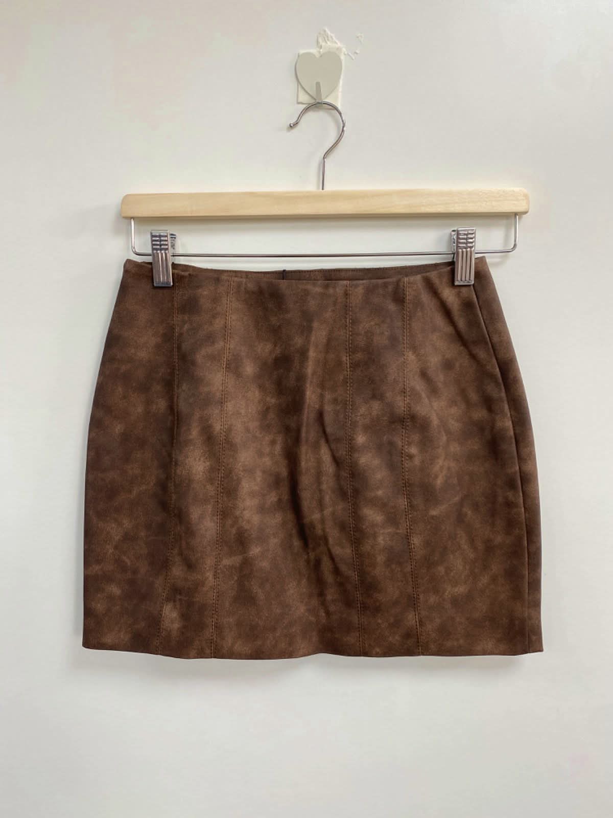 Nakedvice Brown Faux Leather Mini Skirt XS