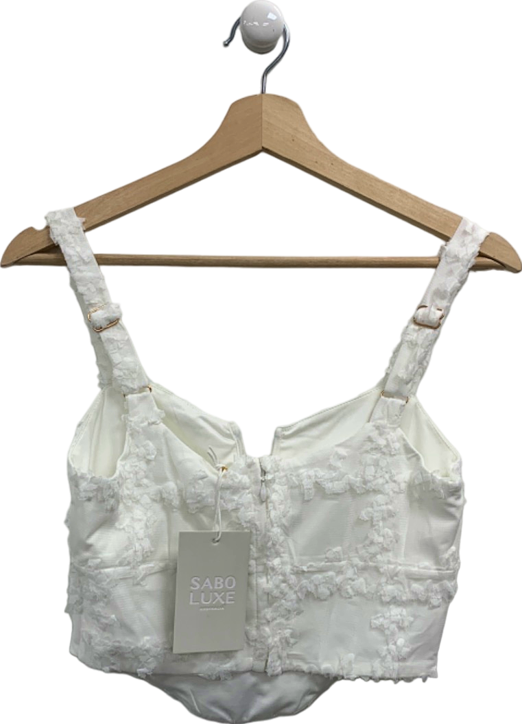 Sabo Luxe White Rose Top UK S