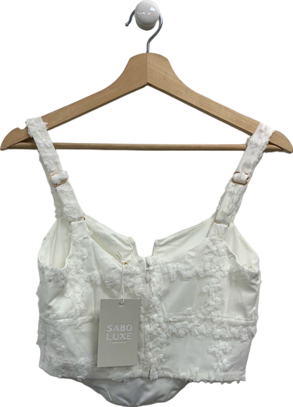 Sabo Luxe White Rose Top UK S