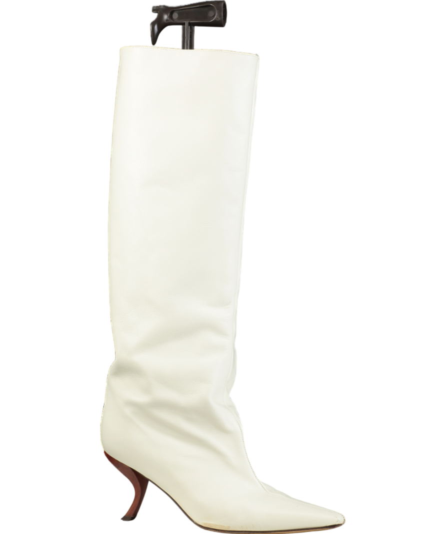 GIA BORGHINI Cream X Rhw Kitten Heel Retro Boot UK 7 EU 40 👠