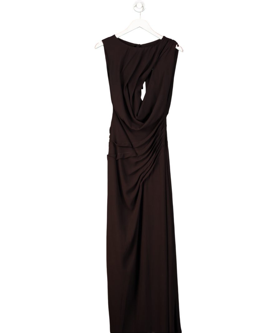 Meshki Purple Oria Chiffon Maxi Dress - Cacao Brown UK XS