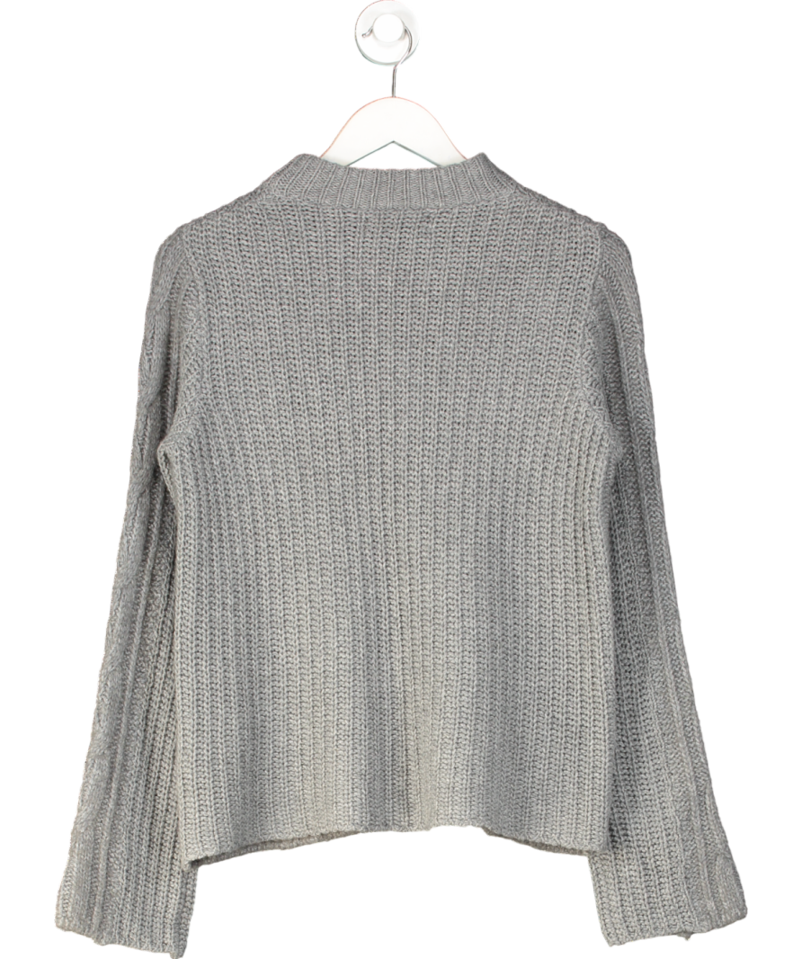 Anthropologie Grey Cable Knit Wool Blend Jumper UK M