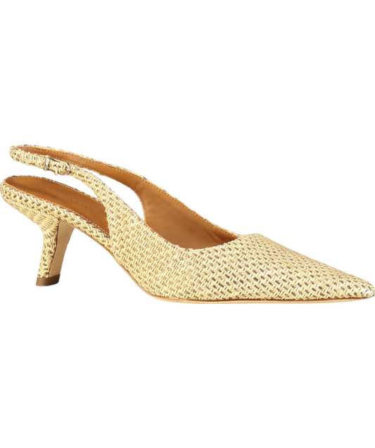 J. Mclaughlin Beige Cassidy Grasscloth Slingback Heels UK 8.5 EU 41.5 👠