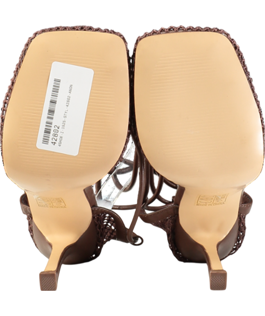 Public Desire Brown Long Shoot Chocolate Wrap Around Heels UK 5 EU 38 👠