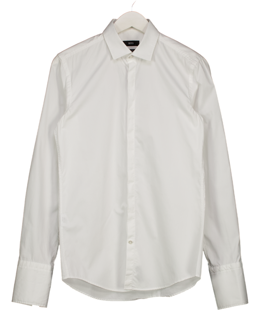 hugo boss Classic Slim Fit White Easy Iron White Shirt Neck 15" UK S