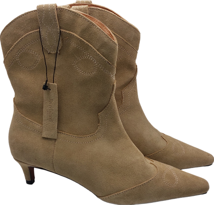 River Island Beige Suede Western Ankle Boot UK 7 EU 40 👠