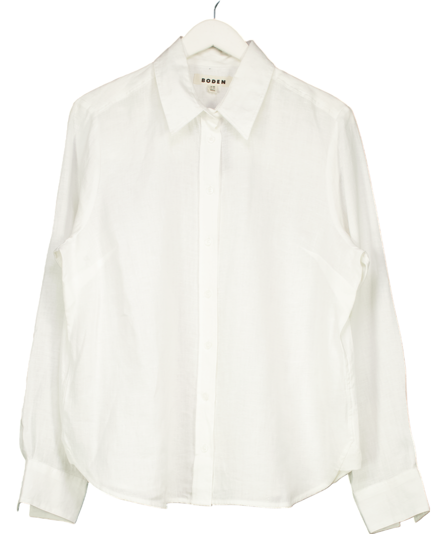Boden White Sienna Linen Shirt UK 18