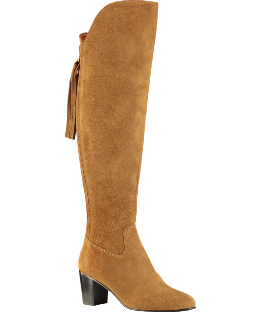 Fairfax & Favor Brown Suede Amira Knee Heeled Boots UK 6 EU 39 👠