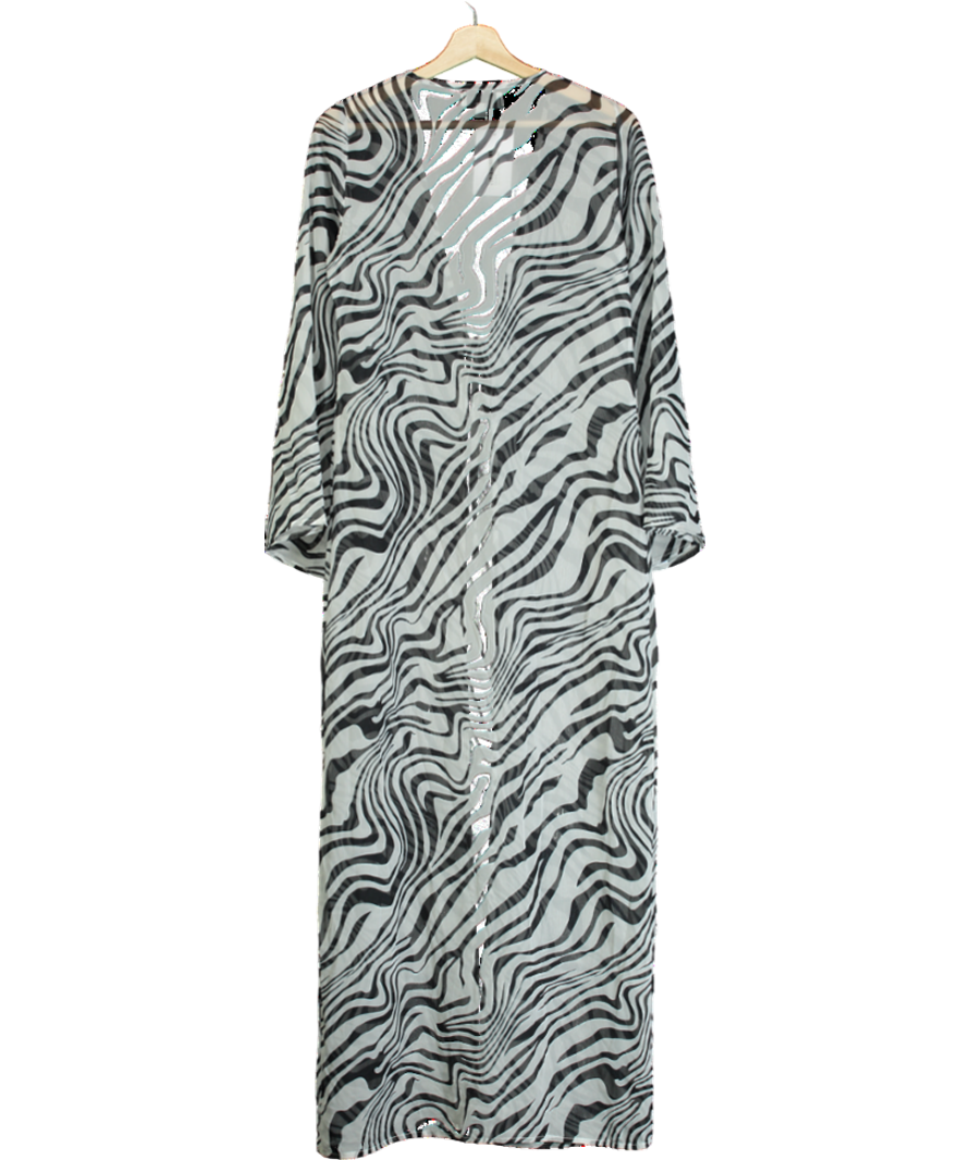 Aria Cove White Leopard Beach Cover Up UK 8