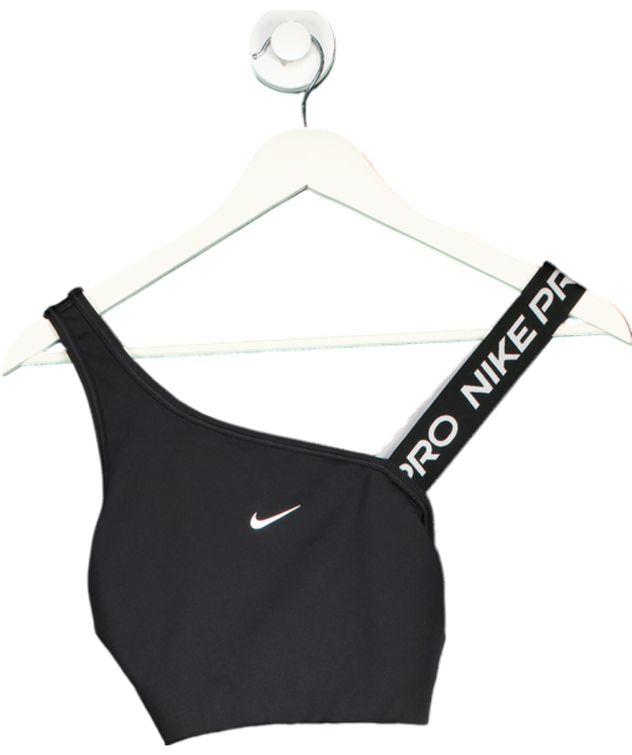 Nike Black Swoosh Asymmetrical Padded Sports Bra UK M