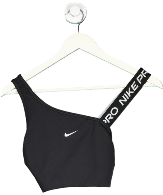 Nike Black Swoosh Asymmetrical Padded Sports Bra UK M