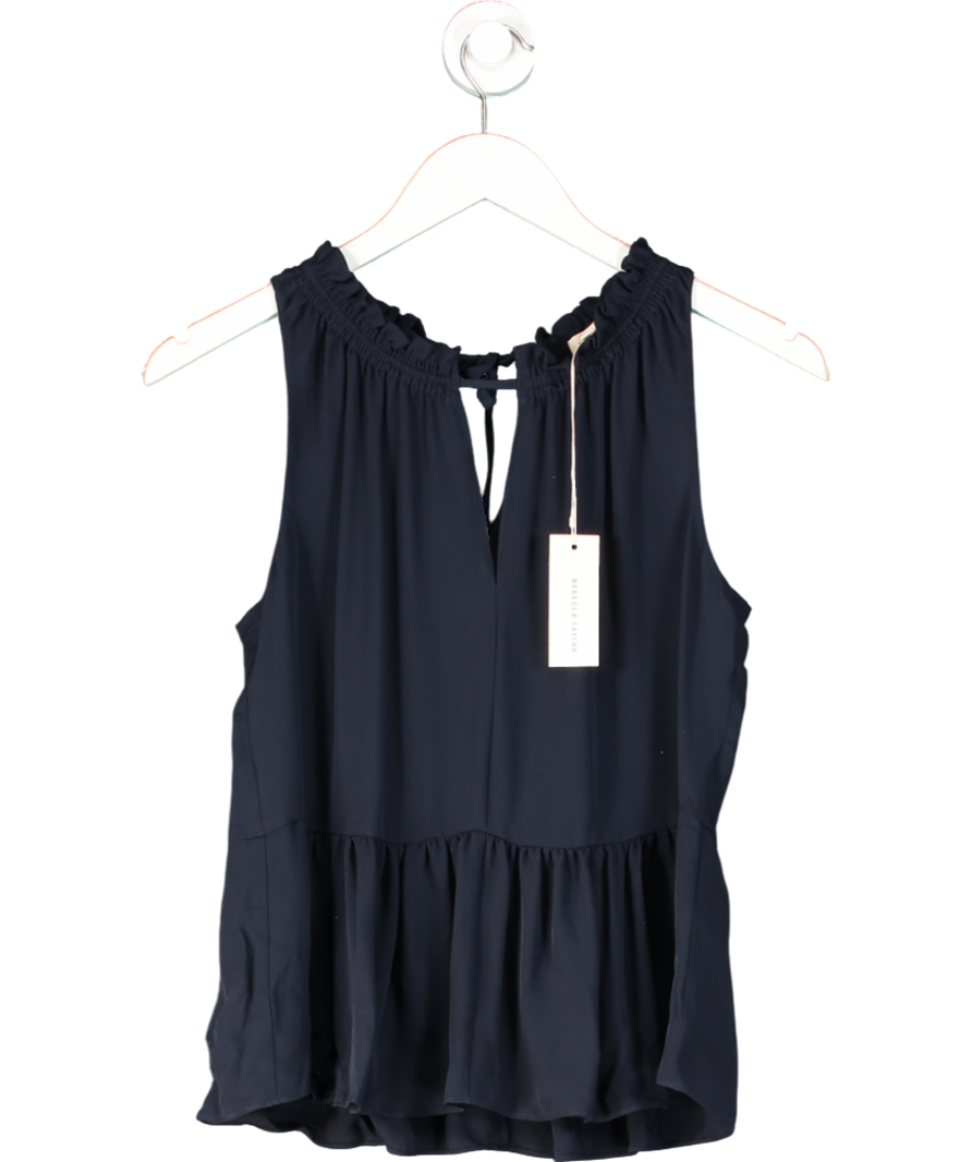 Rebecca Taylor Blue 100% Silk Peplum Top UK XS