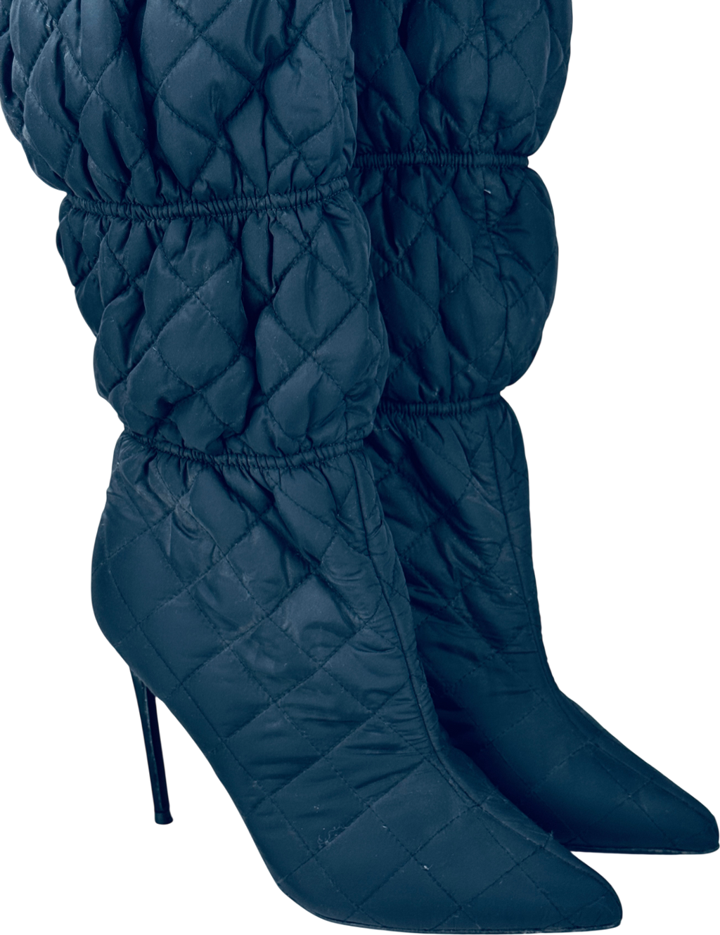 STEVE MADDEN Silhouette Over The Knee Boot With Elasticated Detail In Black Quilting UK 7 EU 40 👠