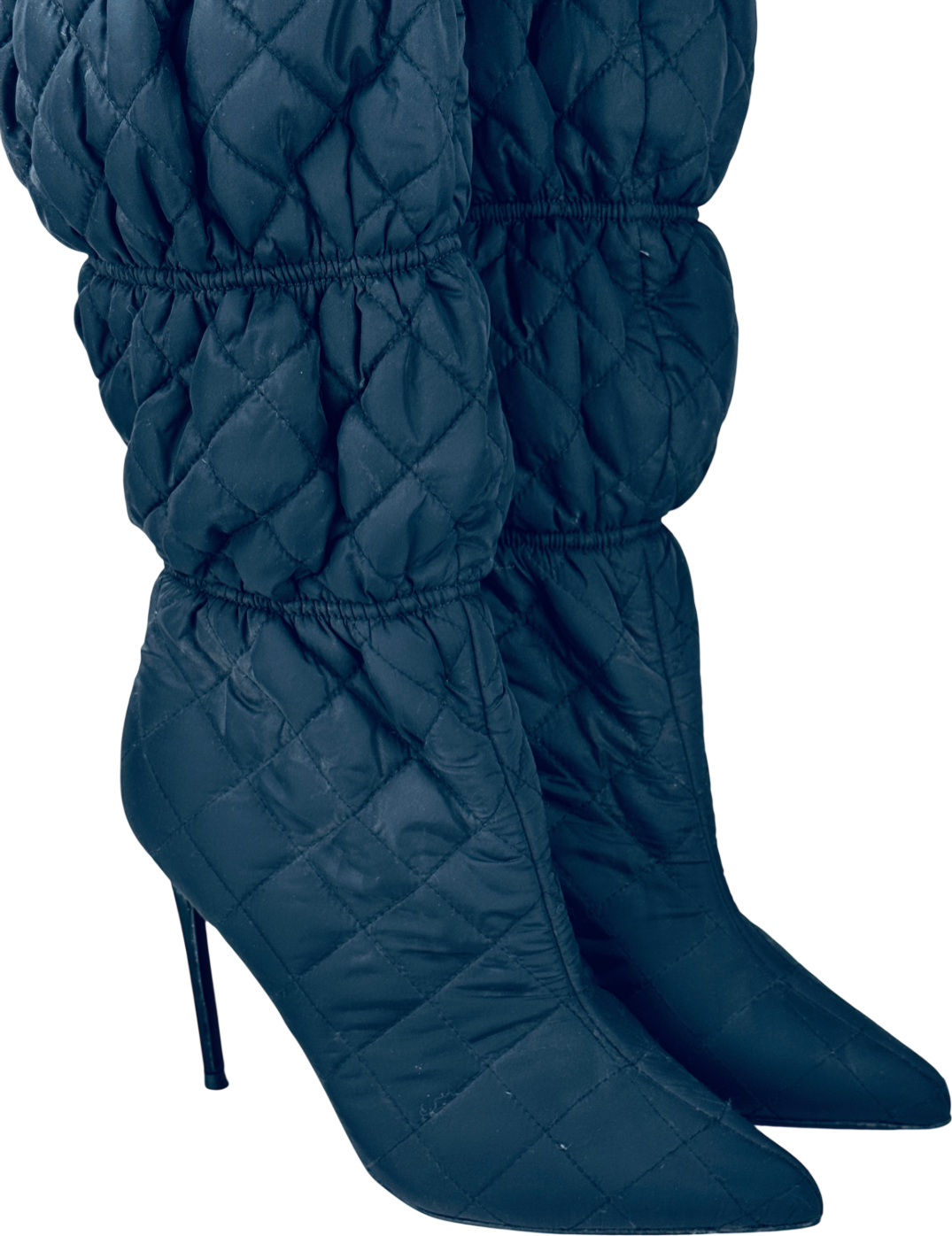 STEVE MADDEN Silhouette Over The Knee Boot With Elasticated Detail In Black Quilting UK 7 EU 40 👠