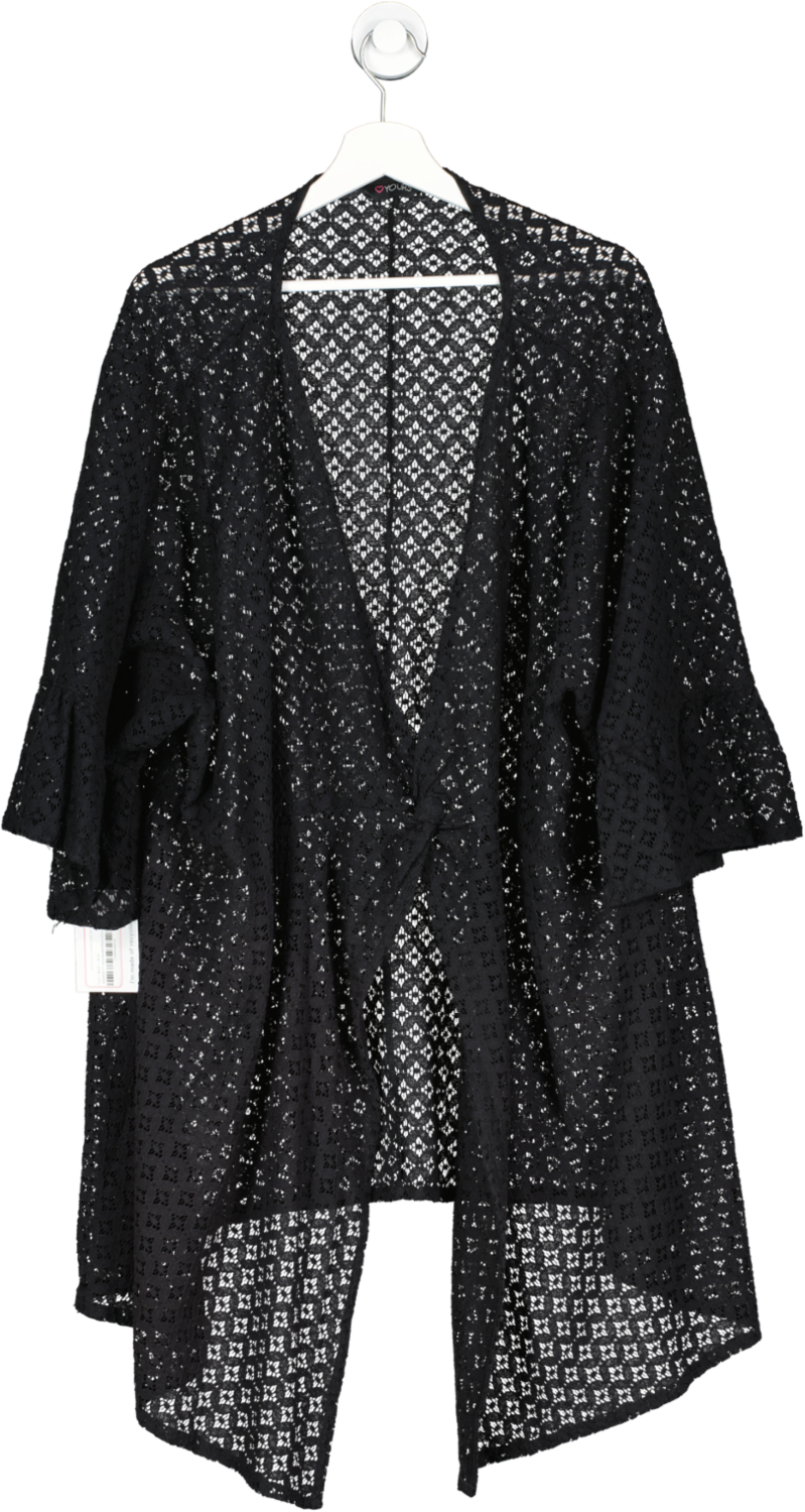 Yours Black Knot Front Crochet Cover Up UK 30