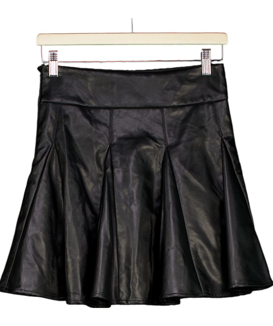 Karen Millen Black Faux Leather Flippy Mini Skirt UK 8