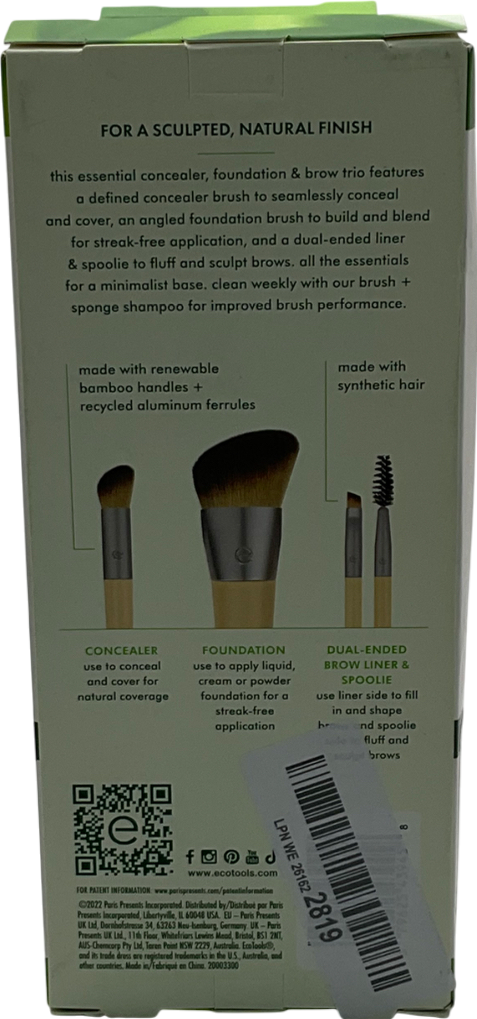 eco tool Sculpt Trio, Makeup Brushes For Foundation, Concealer, & Brows One size