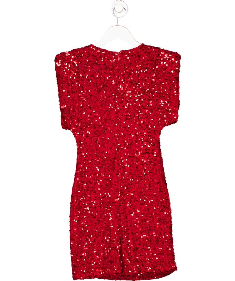 River Island Red Velvet Sequin Mini Dress UK S
