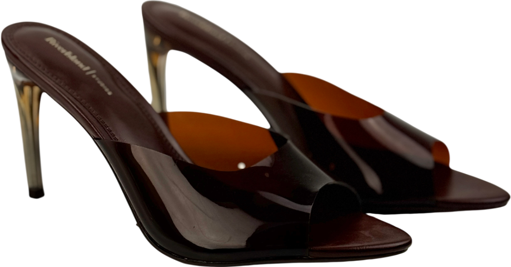 River Island Studio Brown Perspex Mule Heeled Sandals UK 6 EU 39 👠