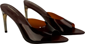 River Island Studio Brown Perspex Mule Heeled Sandals UK 6 EU 39